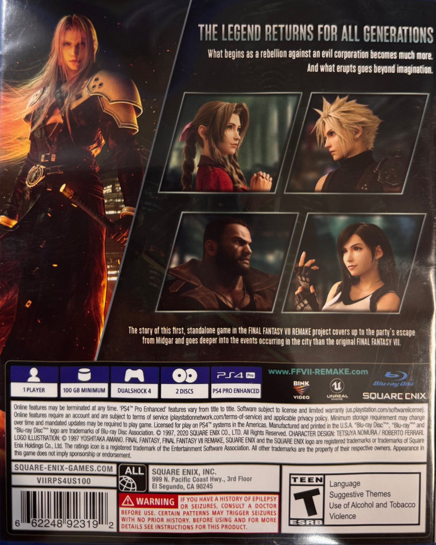 Final Fantasy VII Remake Playstation 4