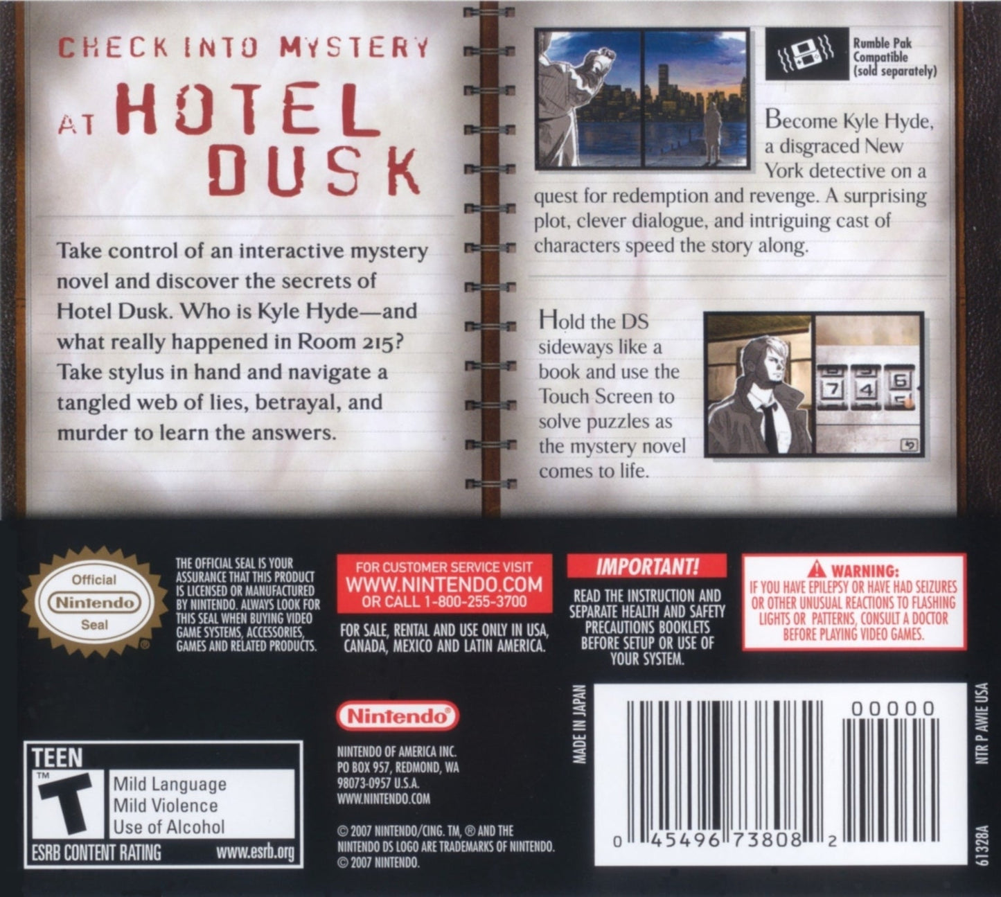 Hotel Dusk Room 215 Nintendo DS
