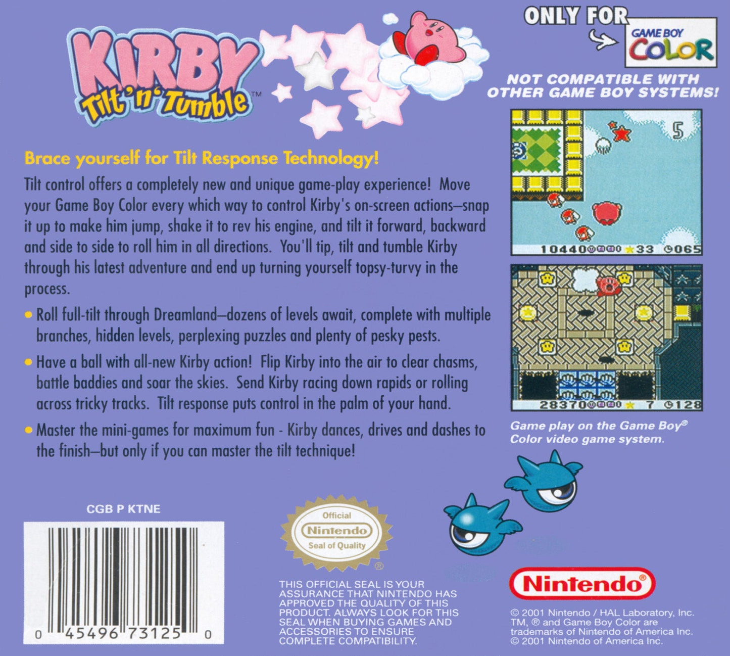 Kirby Tilt And Tumble GameBoy Color