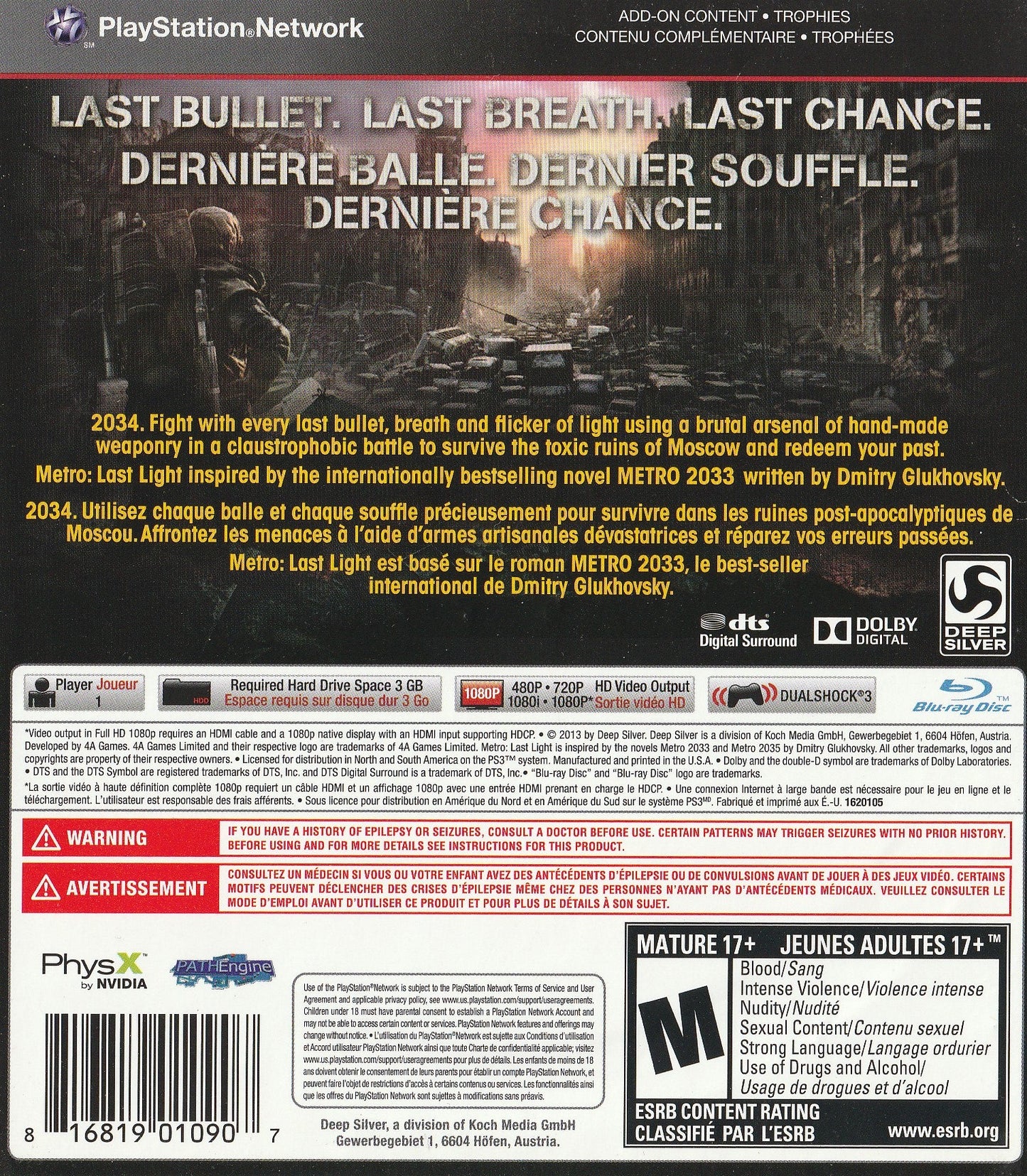 Metro: Last Light Playstation 3