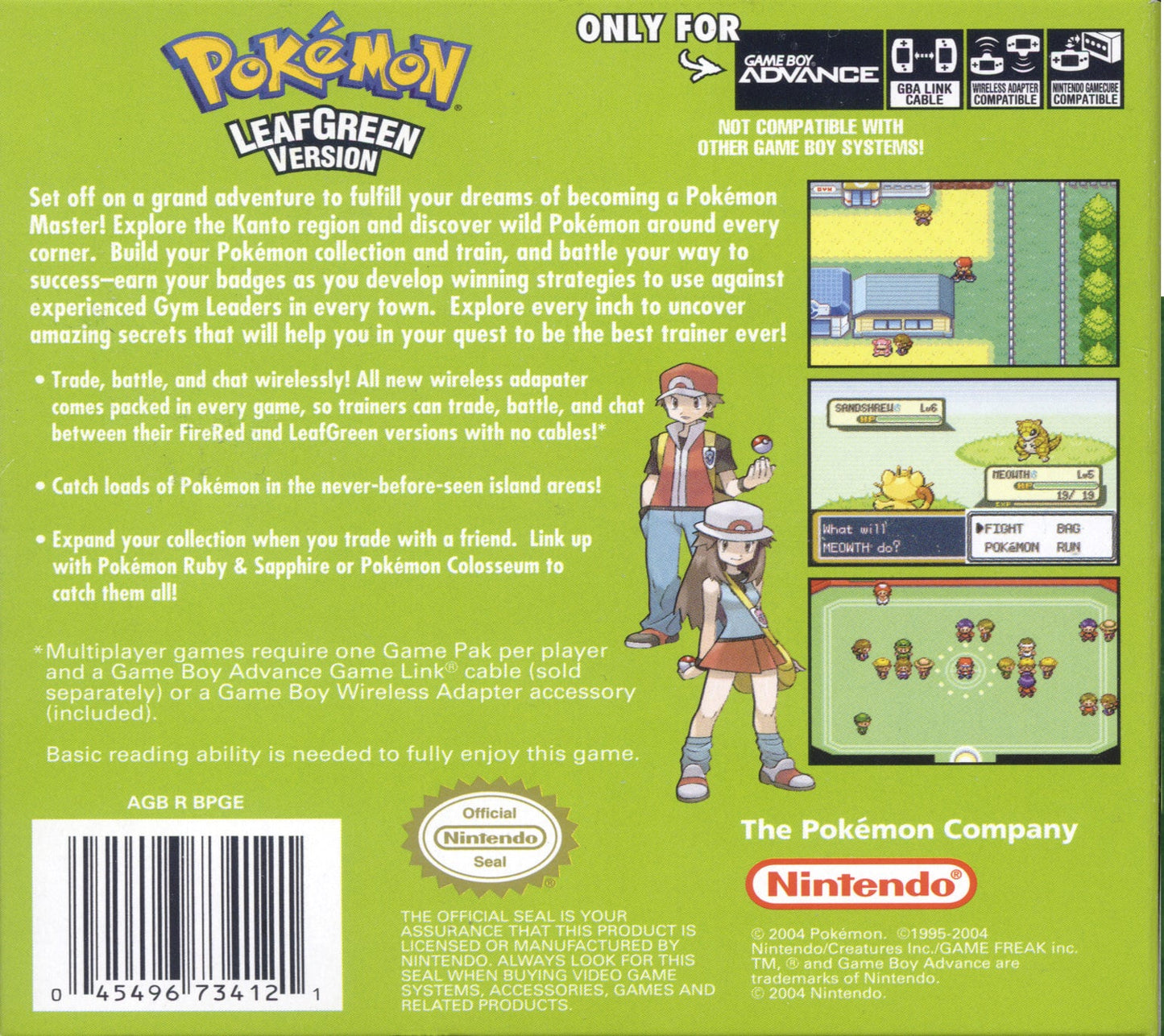 Pokemon LeafGreen Version GameBoy Advance