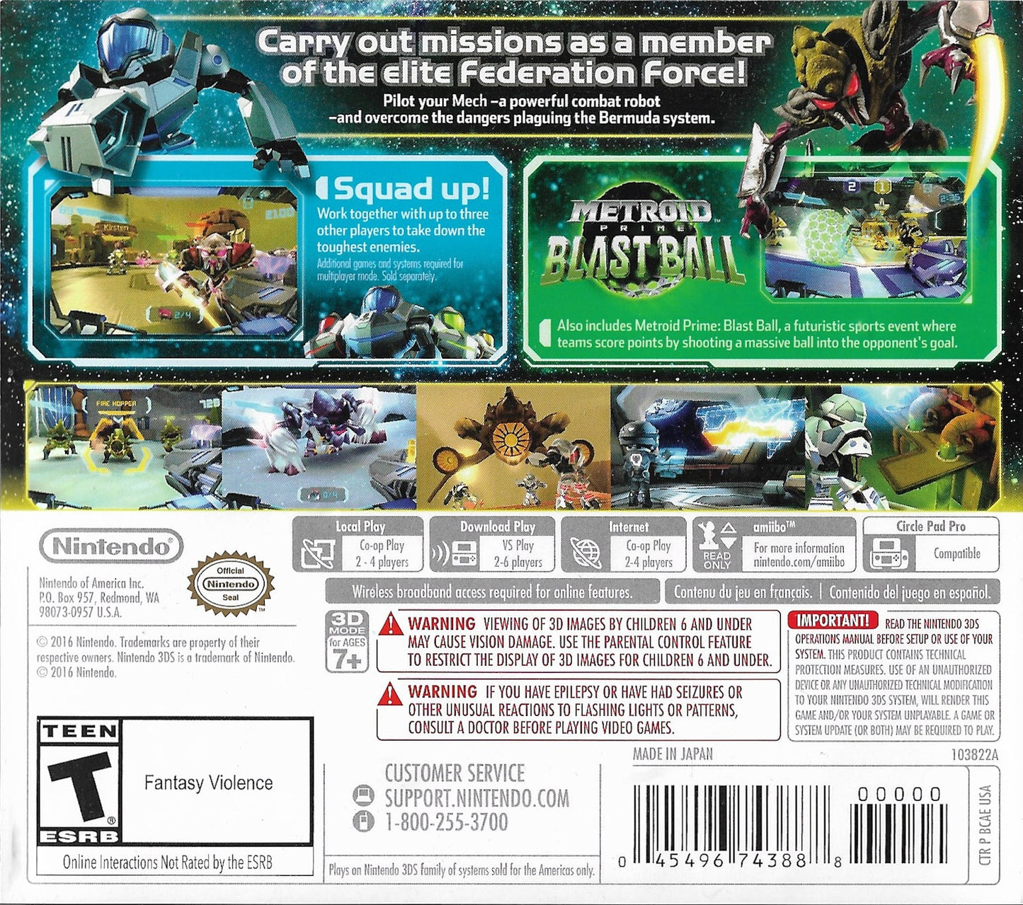 Metroid Prime Federation Force Nintendo 3DS