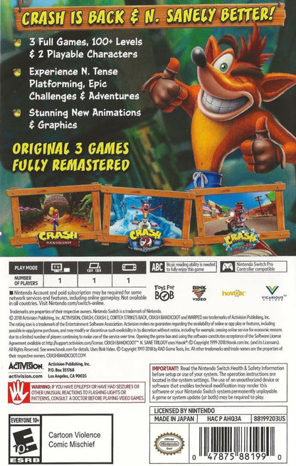 Crash Bandicoot N. Sane Trilogy Nintendo Switch