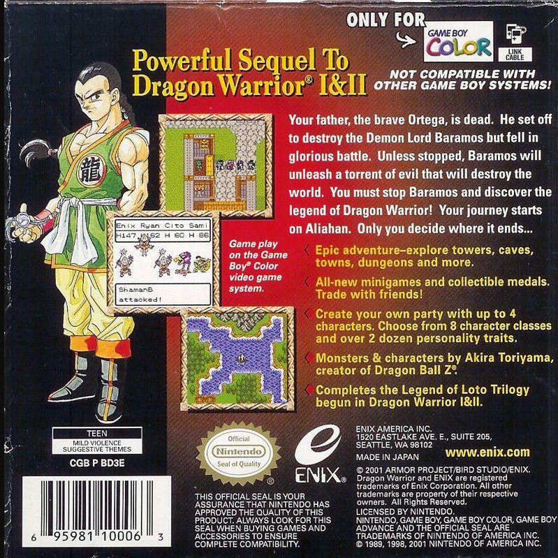 Dragon Warrior III GameBoy Color