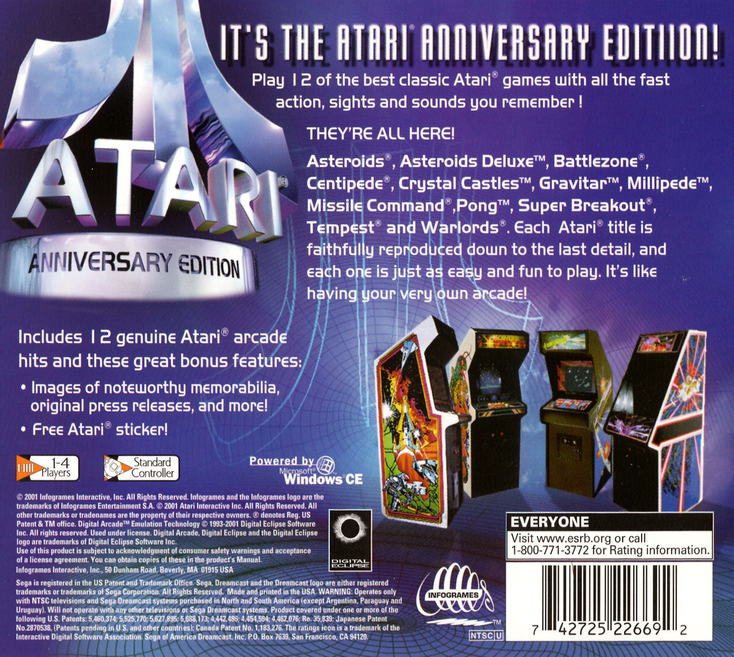 Atari Anniversary Edition Sega Dreamcast