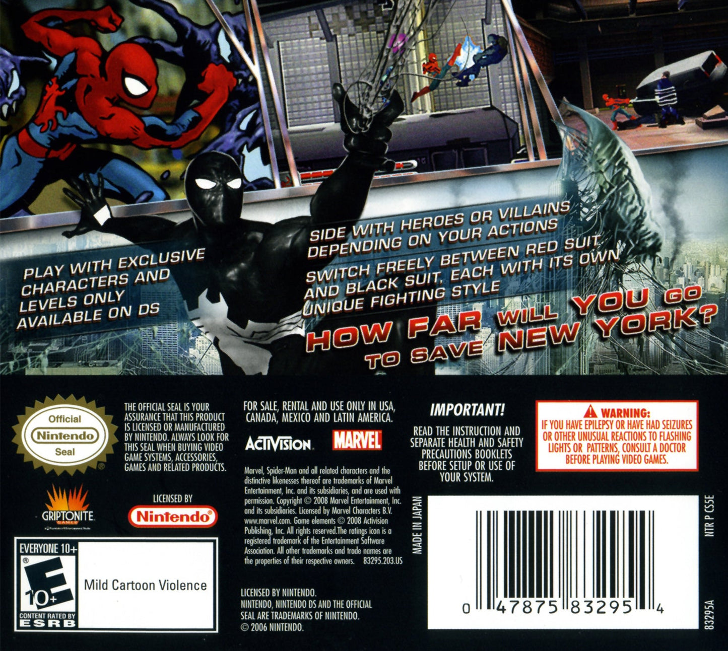Spiderman Web of Shadows Nintendo DS