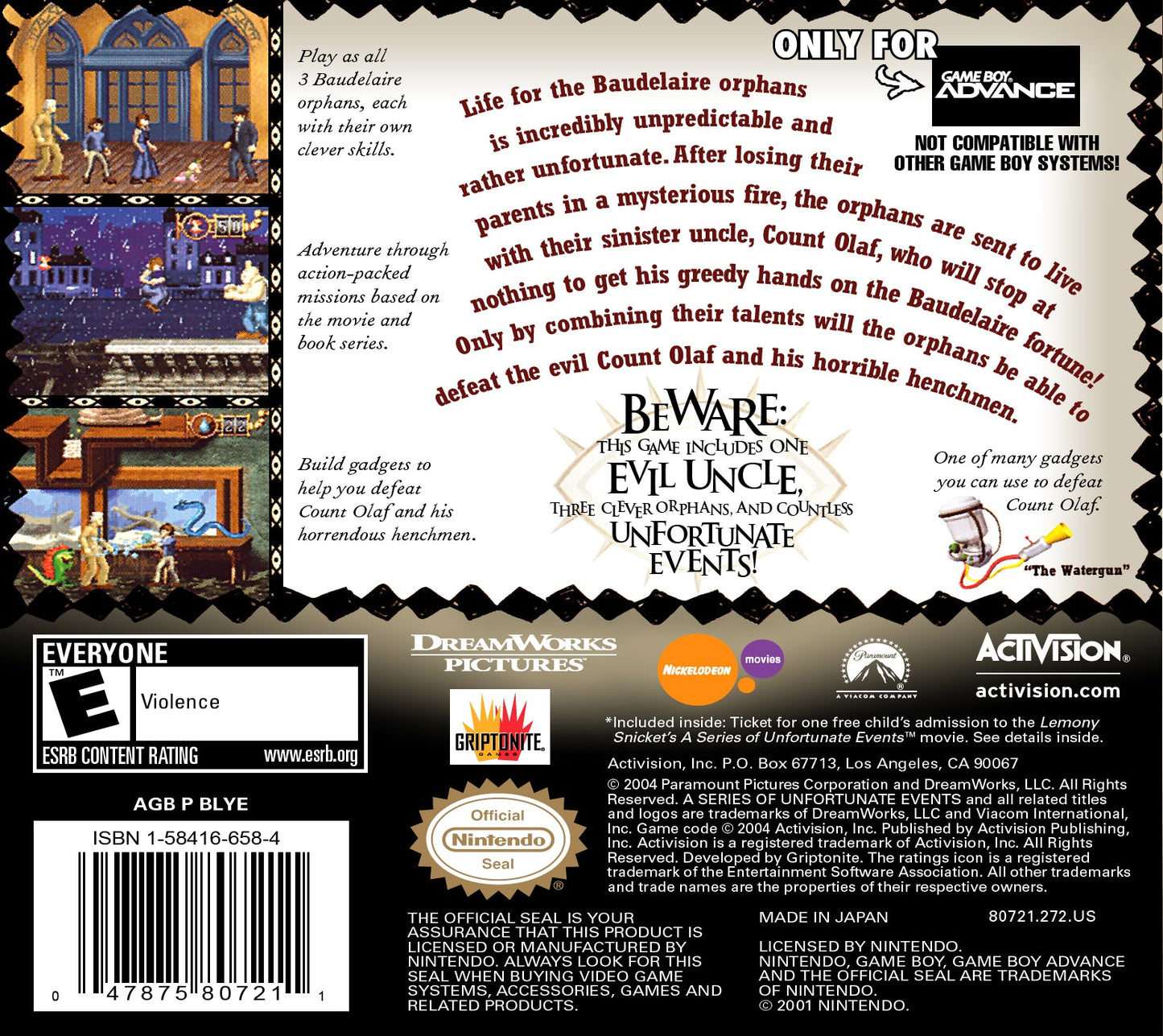 Lemony Snicket's A Series of Unfortunate Events Gameboy Advance