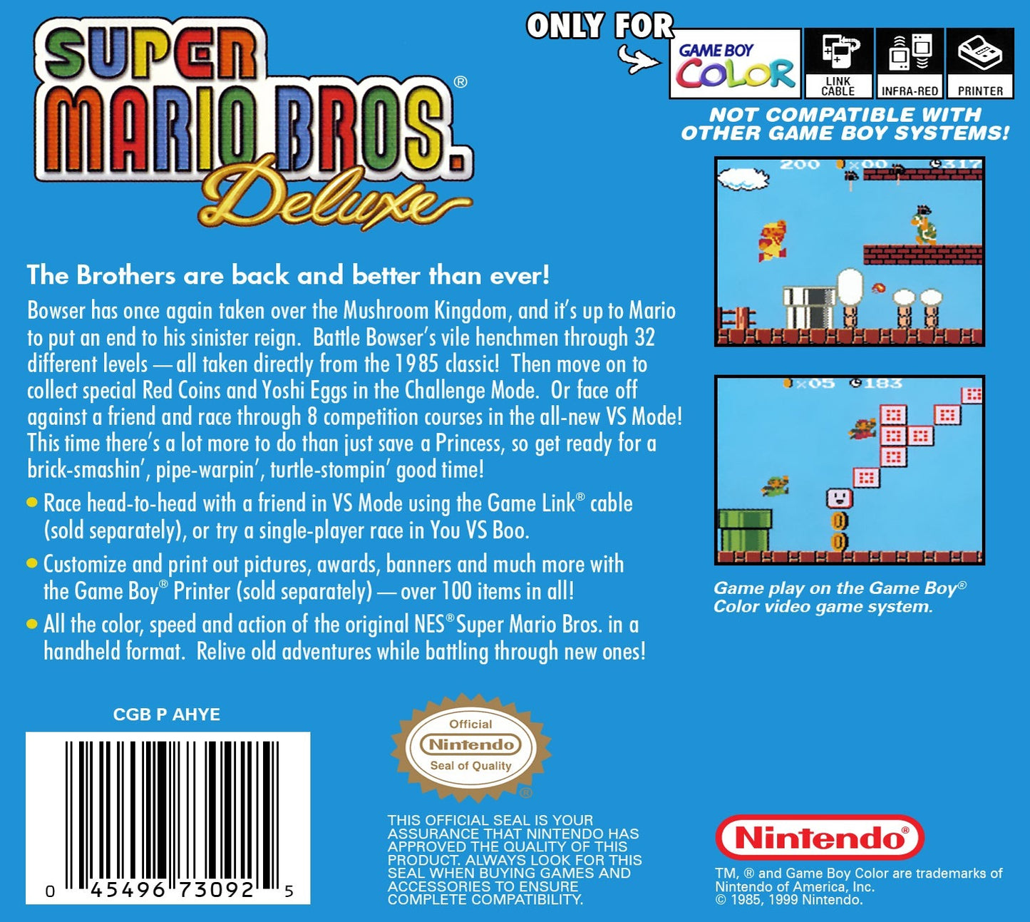 Super Mario Bros Deluxe GameBoy Color