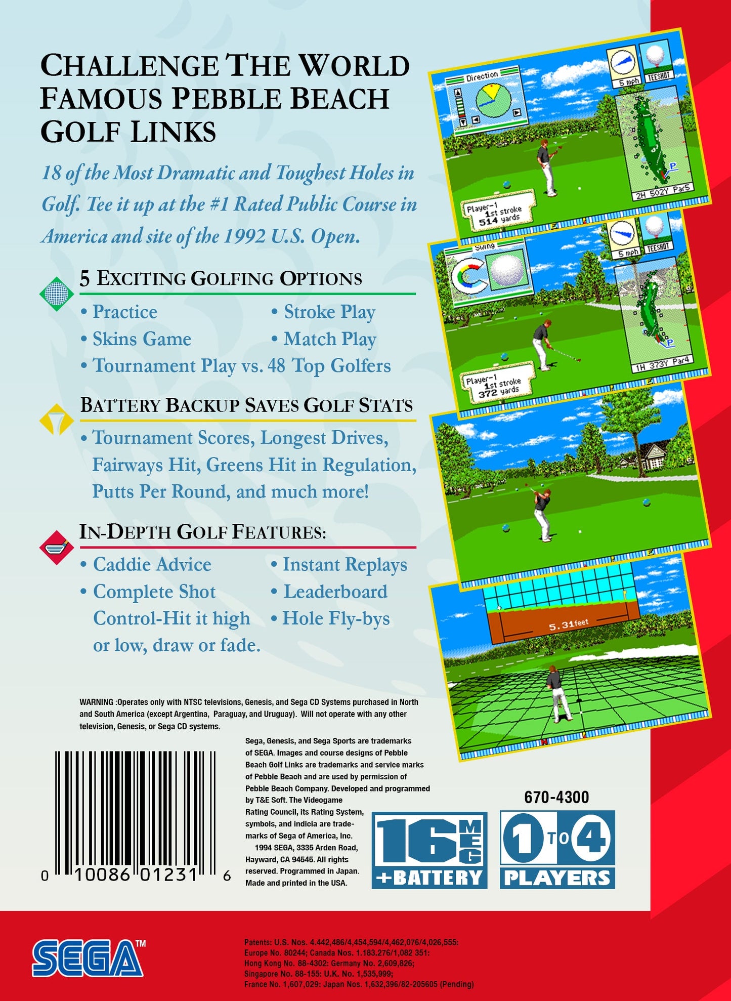 Pebble Beach Golf Links Sega Genesis