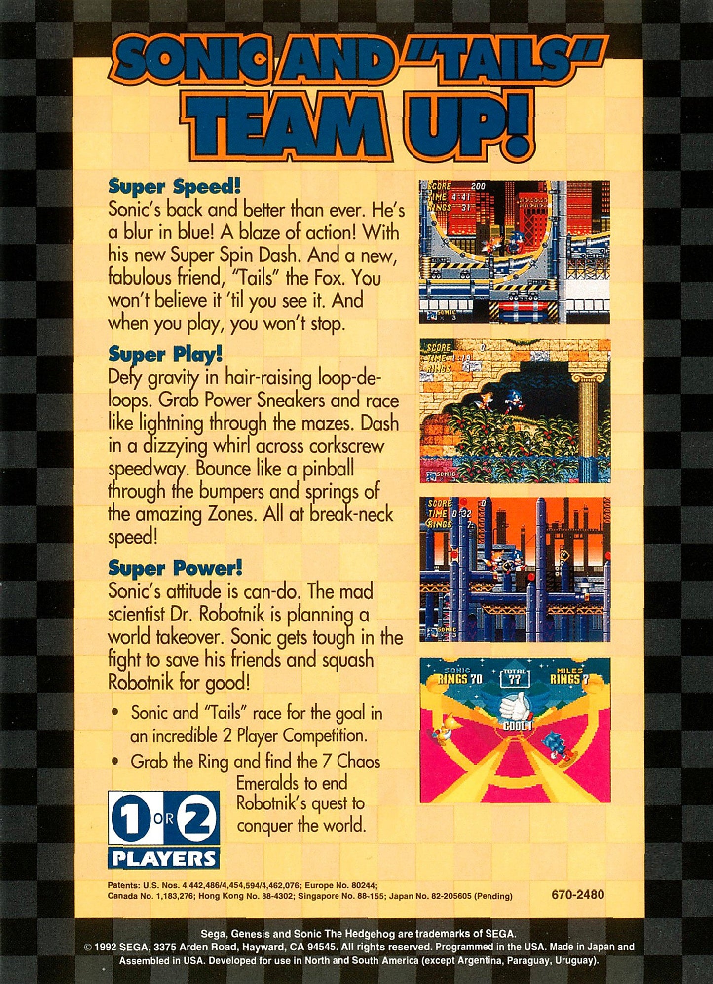 Sonic The Hedgehog 2 Sega Genesis