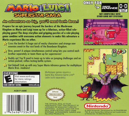 Mario And Luigi Superstar Saga Gameboy Advance