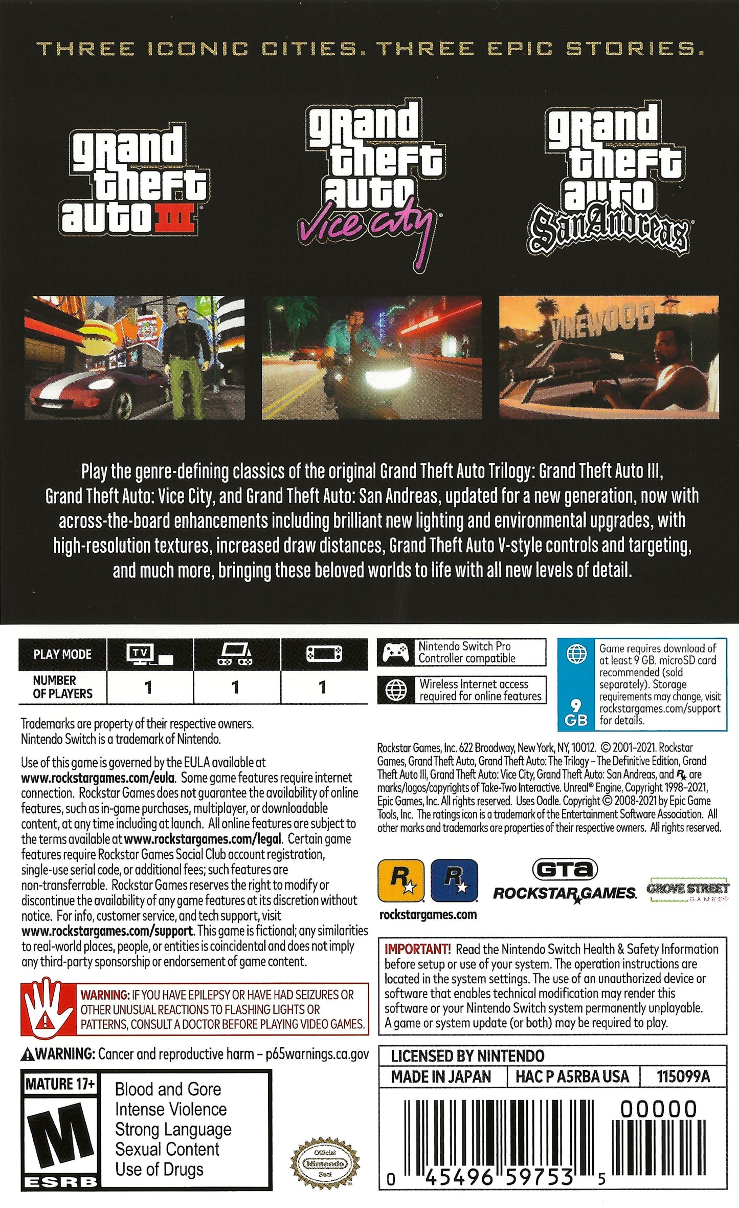 Grand Theft Auto: The Trilogy [Definitive Edition] Nintendo Switch