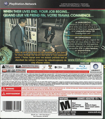 CSI: Fatal Conspiracy Playstation 3