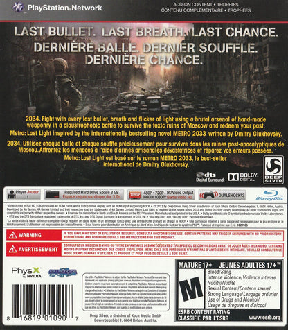 Metro: Last Light Playstation 3