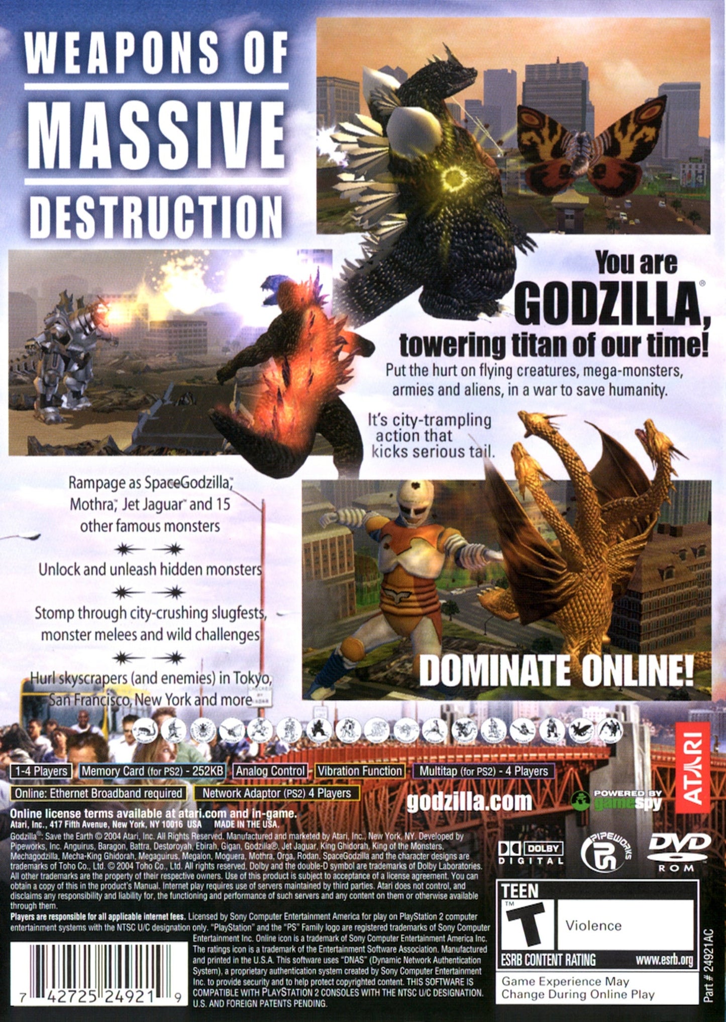 Godzilla Save The Earth Playstation 2