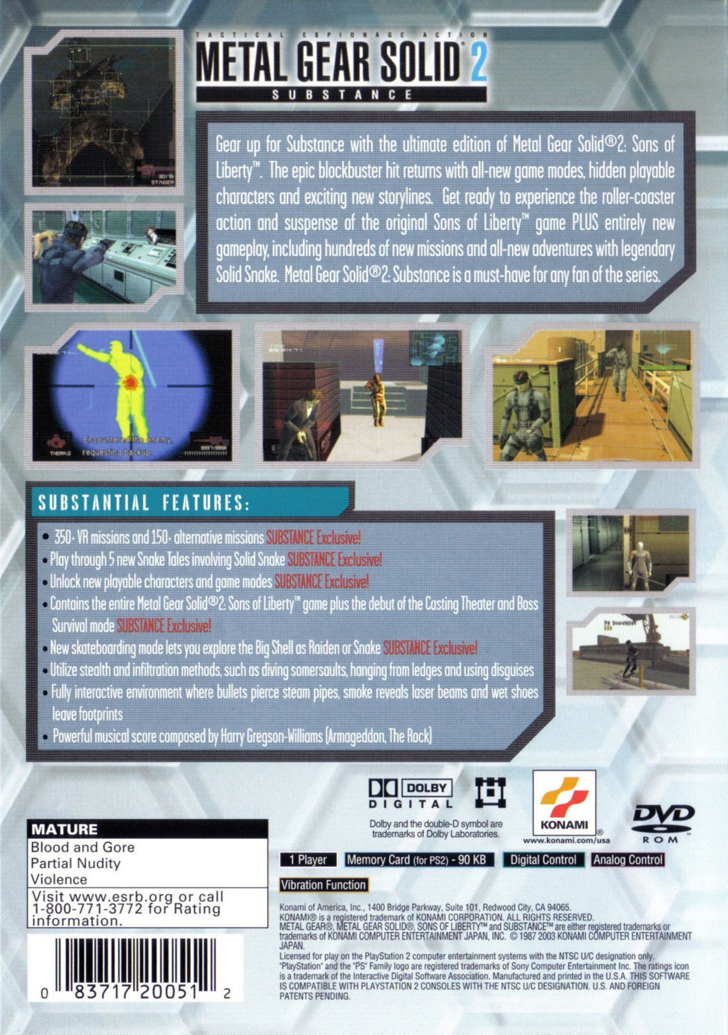 Metal Gear Solid 2 Substance Playstation 2