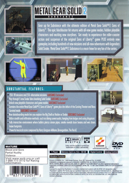 Metal Gear Solid 2 Substance Playstation 2