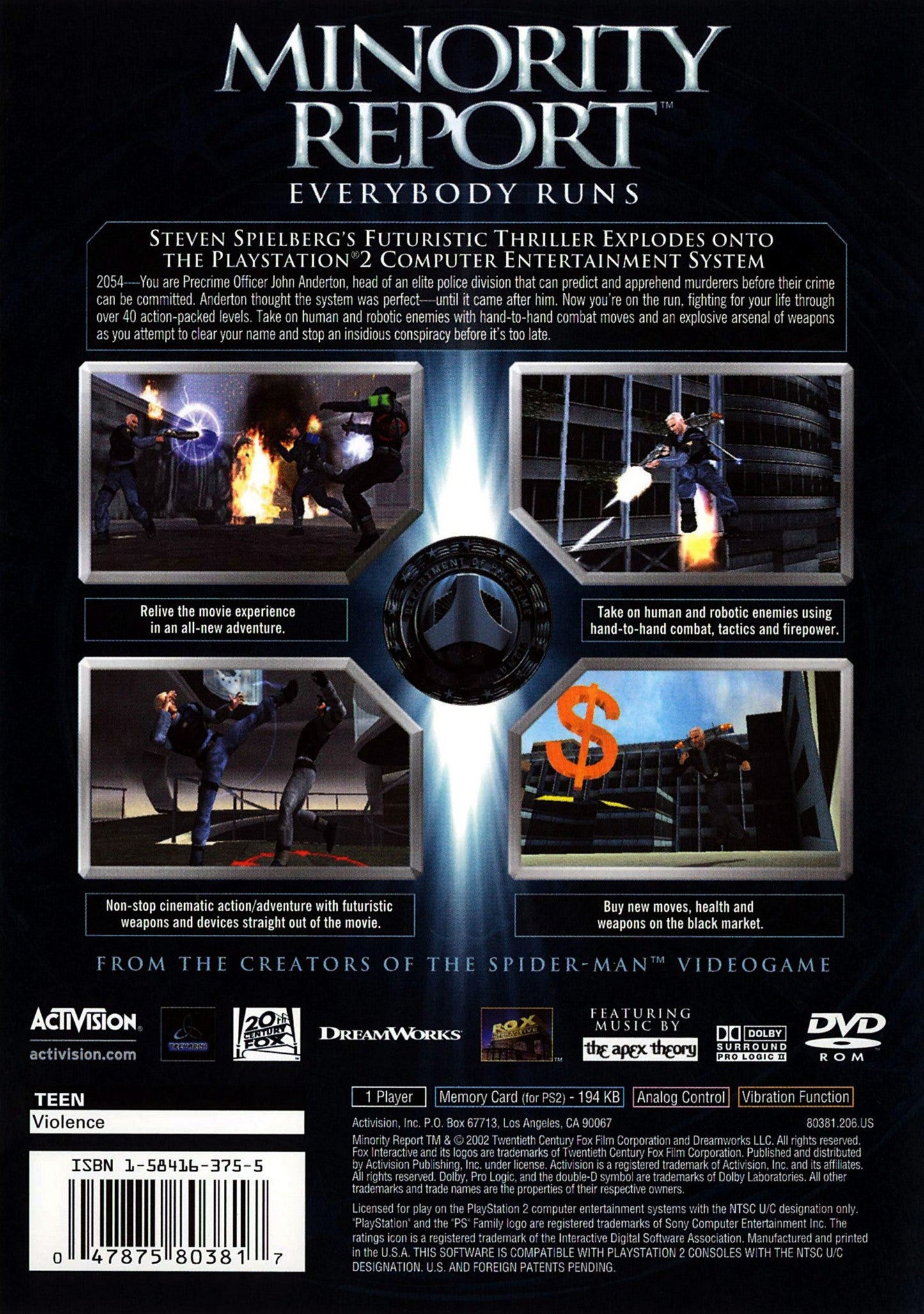 Minority Report Playstation 2