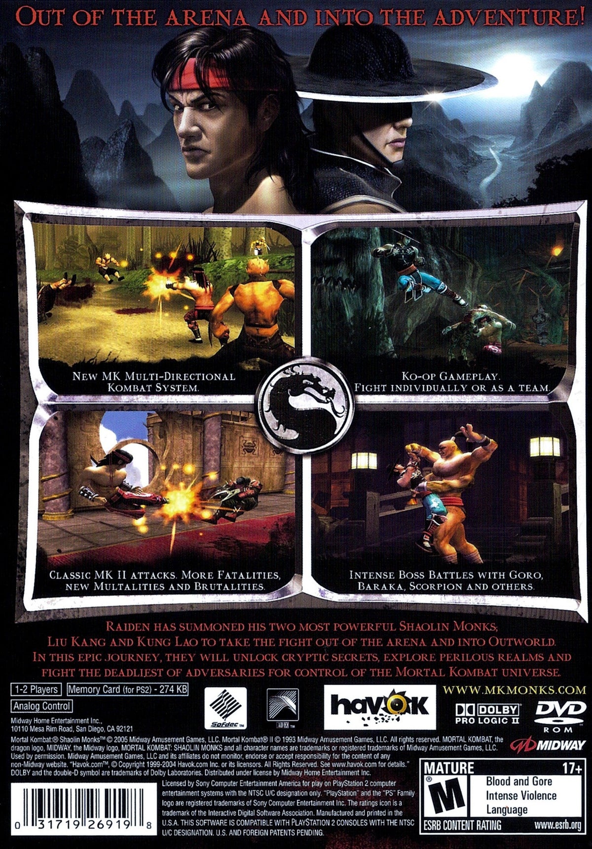Mortal Kombat Shaolin Monks Playstation 2