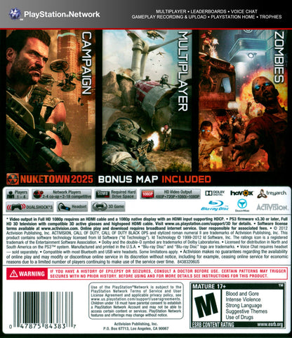 Call Of Duty Black Ops II Playstation 3