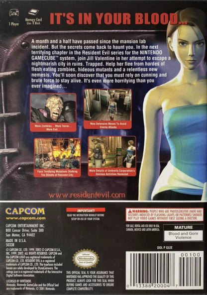 Resident Evil 3 Nemesis Gamecube