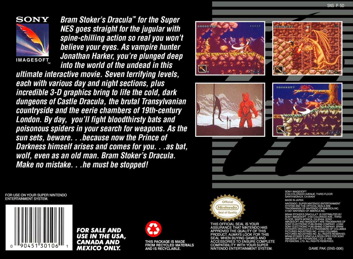 Bram Stoker's Dracula Super Nintendo