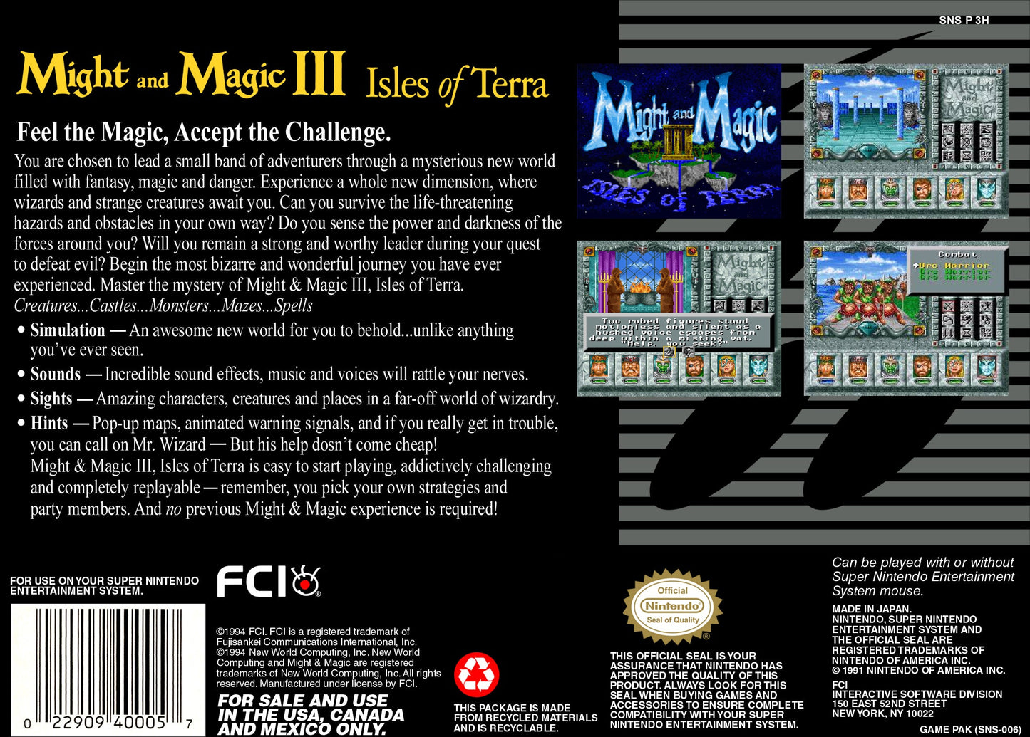 Might and Magic III Isles of Terra Super Nintendo