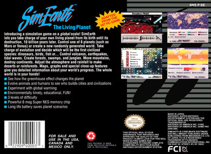 Sim Earth the Living Planet Super Nintendo