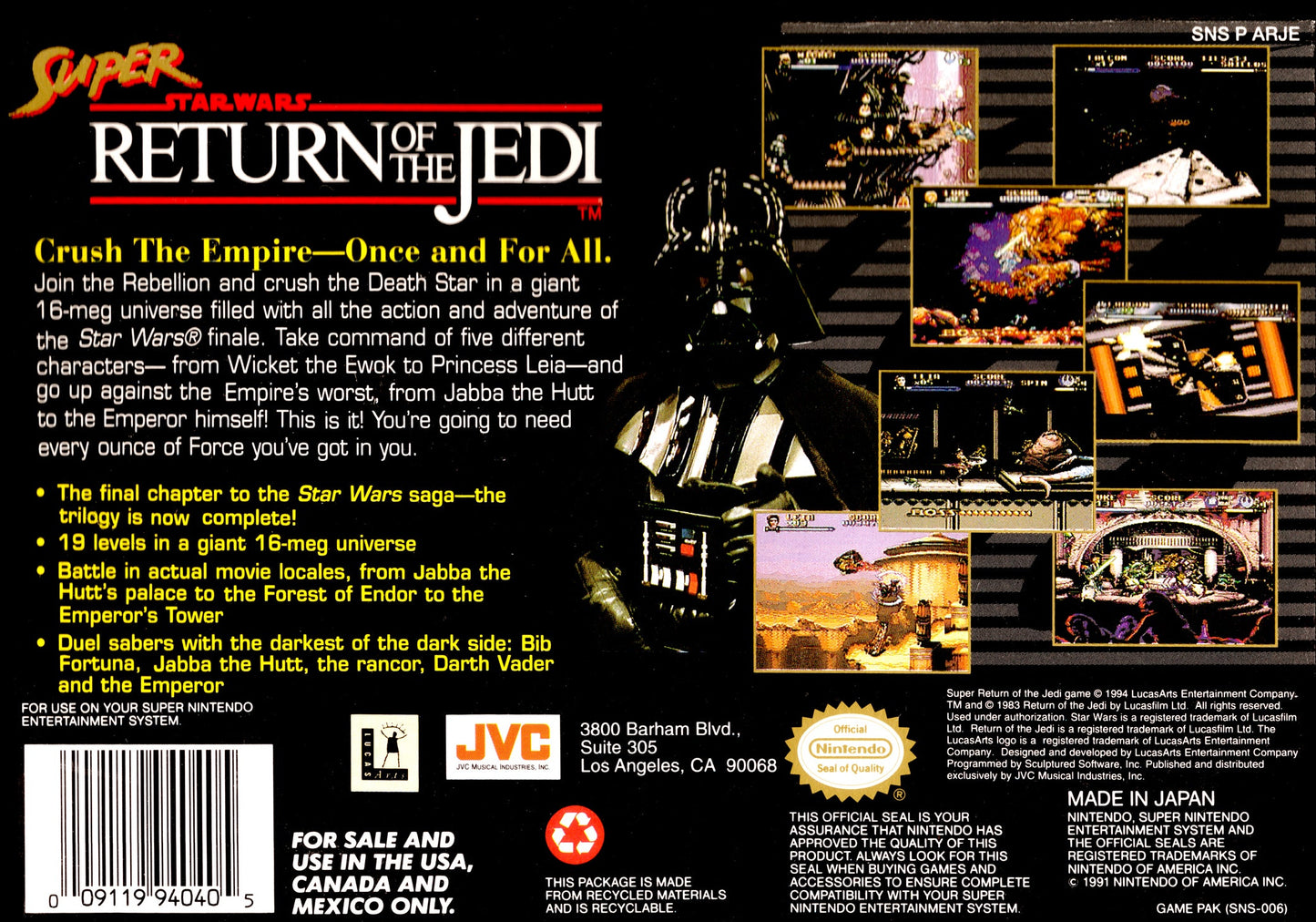 Super Star Wars Return of the Jedi Super Nintendo