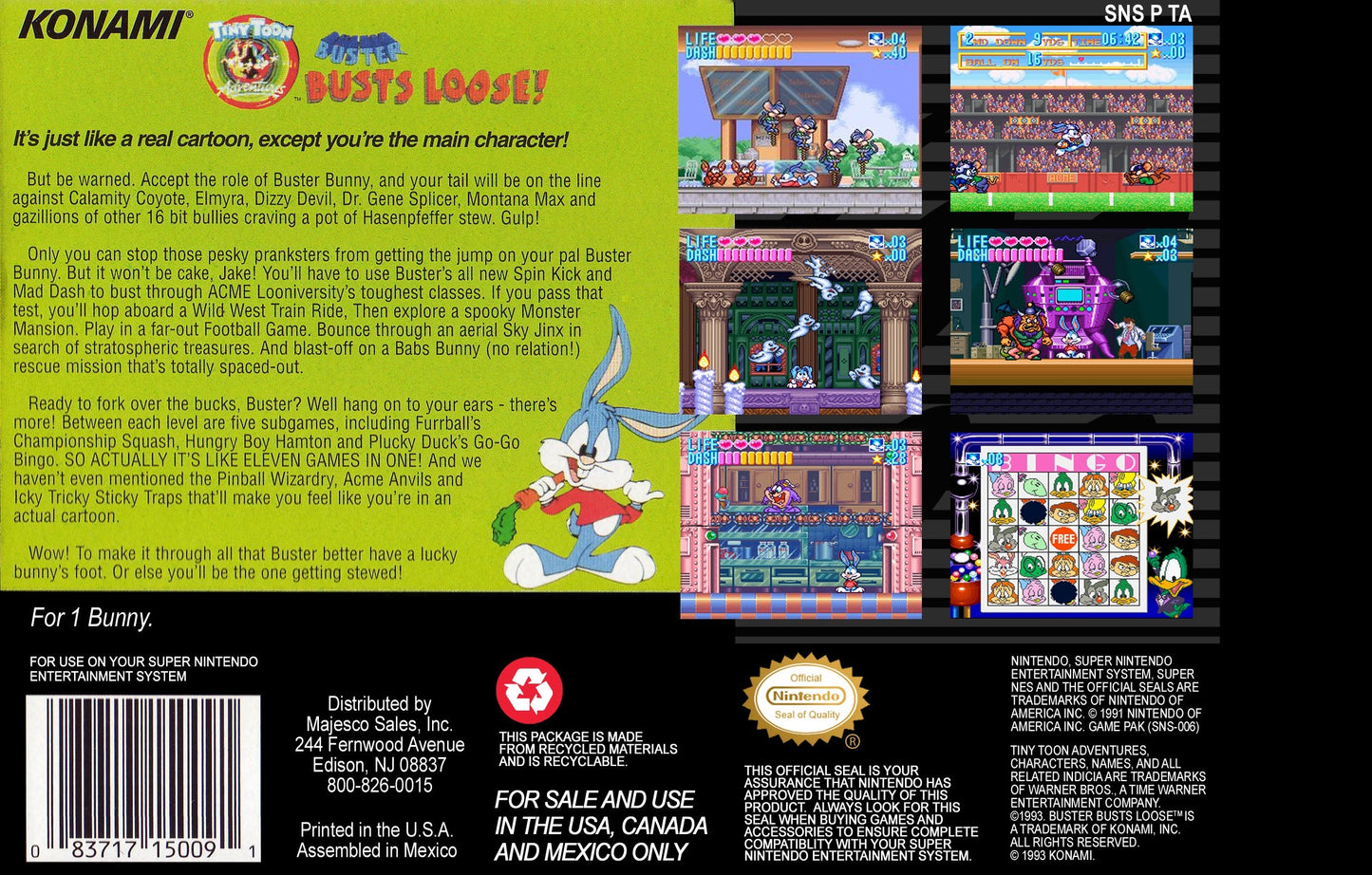 Tiny Toon Adventures Buster Busts Loose Super Nintendo