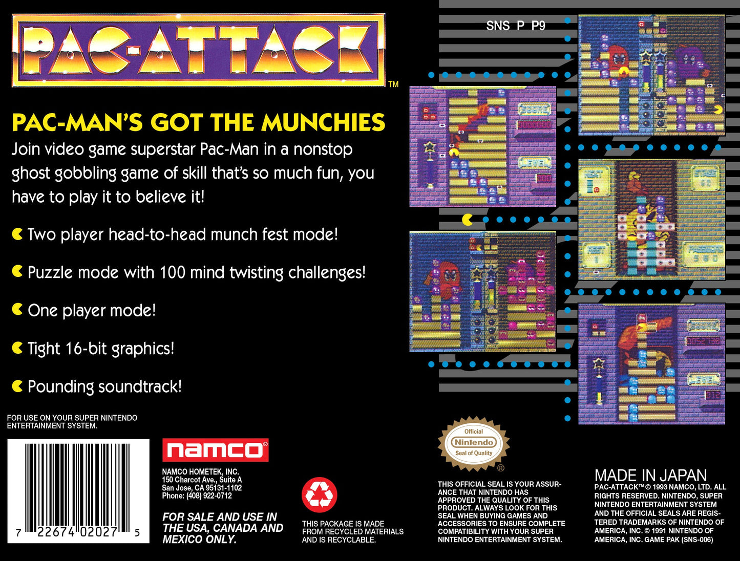 Pac-Attack Super Nintendo