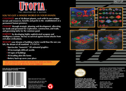 Utopia The Creation of a Nation Super Nintendo
