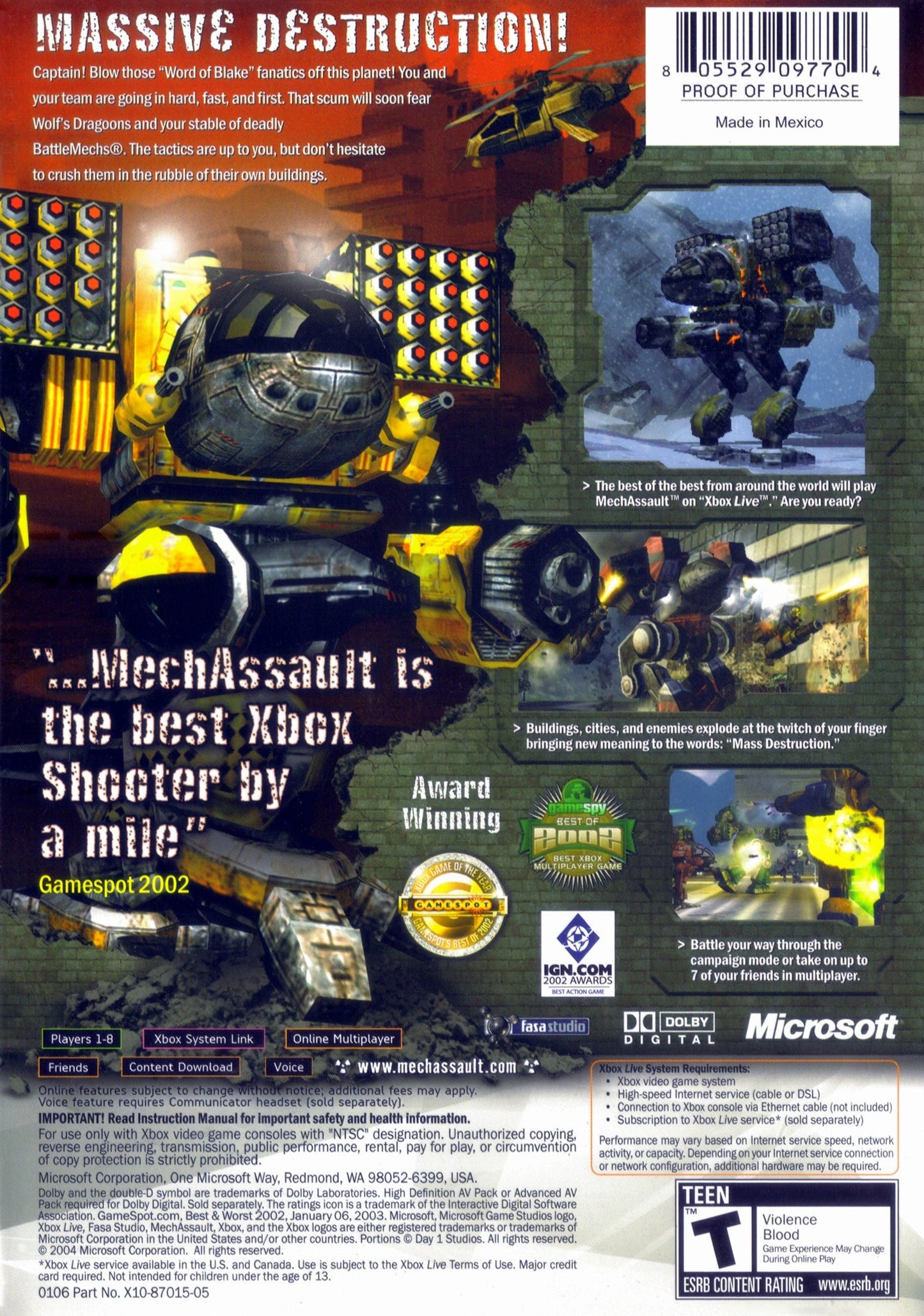 MechAssault [Platinum Hits] Xbox