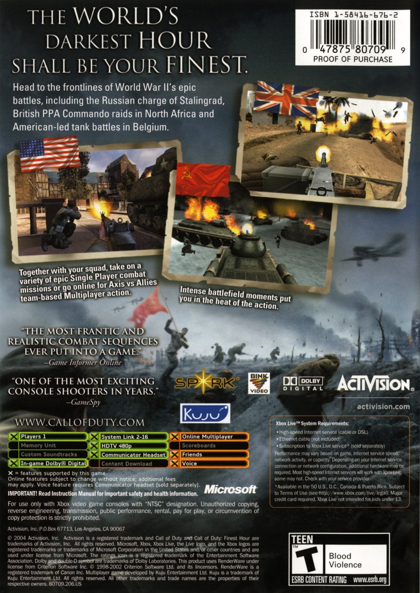 Call of Duty Finest Hour Xbox